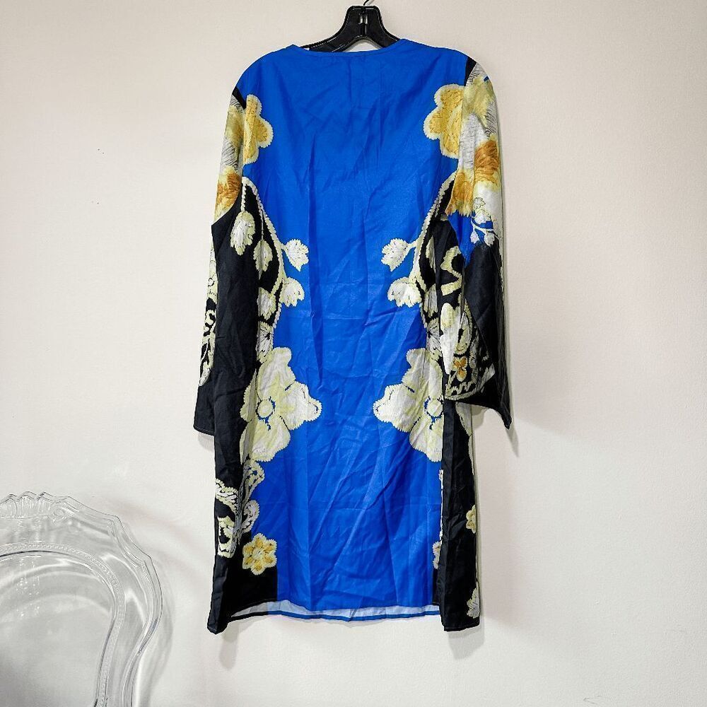 Brand New Women's Tunic Dress Cute Floral Printed Deep V Neck Long Sleeve Casual - Picture 4 of 10
